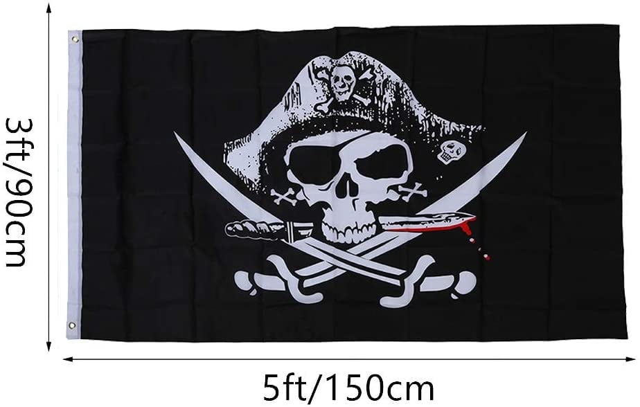 Jolly Roger Pirate Skull Crossbones Flag Stick 12inx18in FAST USA SHIP 2 FLAGS 