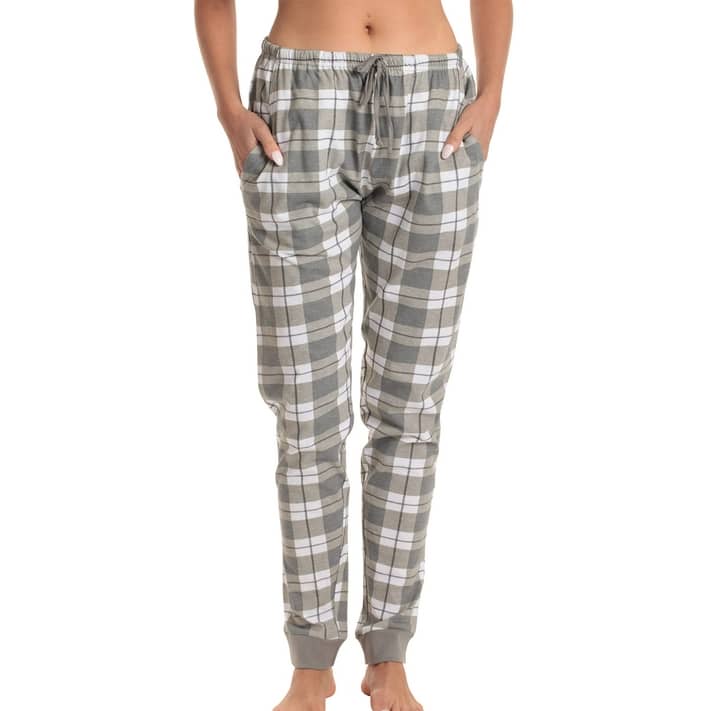 Just Love Women Pajama Pants Sleepwear Joggers (Grey White Plaid, 2X ...