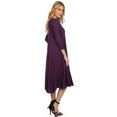 thumbnail image 3 of Women's Comfortable 3/4 Sleeve Midi Dress – Solid A-Line Casual Fit, 3 of 4