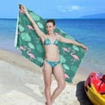 thumbnail image 6 of Dreamtimes Flamingo & Palm Leaves Beach Towel,Absorbent Quick Dry Sport Towel Oversized Lightweight Soft Bath Towel for Travel Sports Pool Swimming Bath Camping 31x71in, 6 of 7
