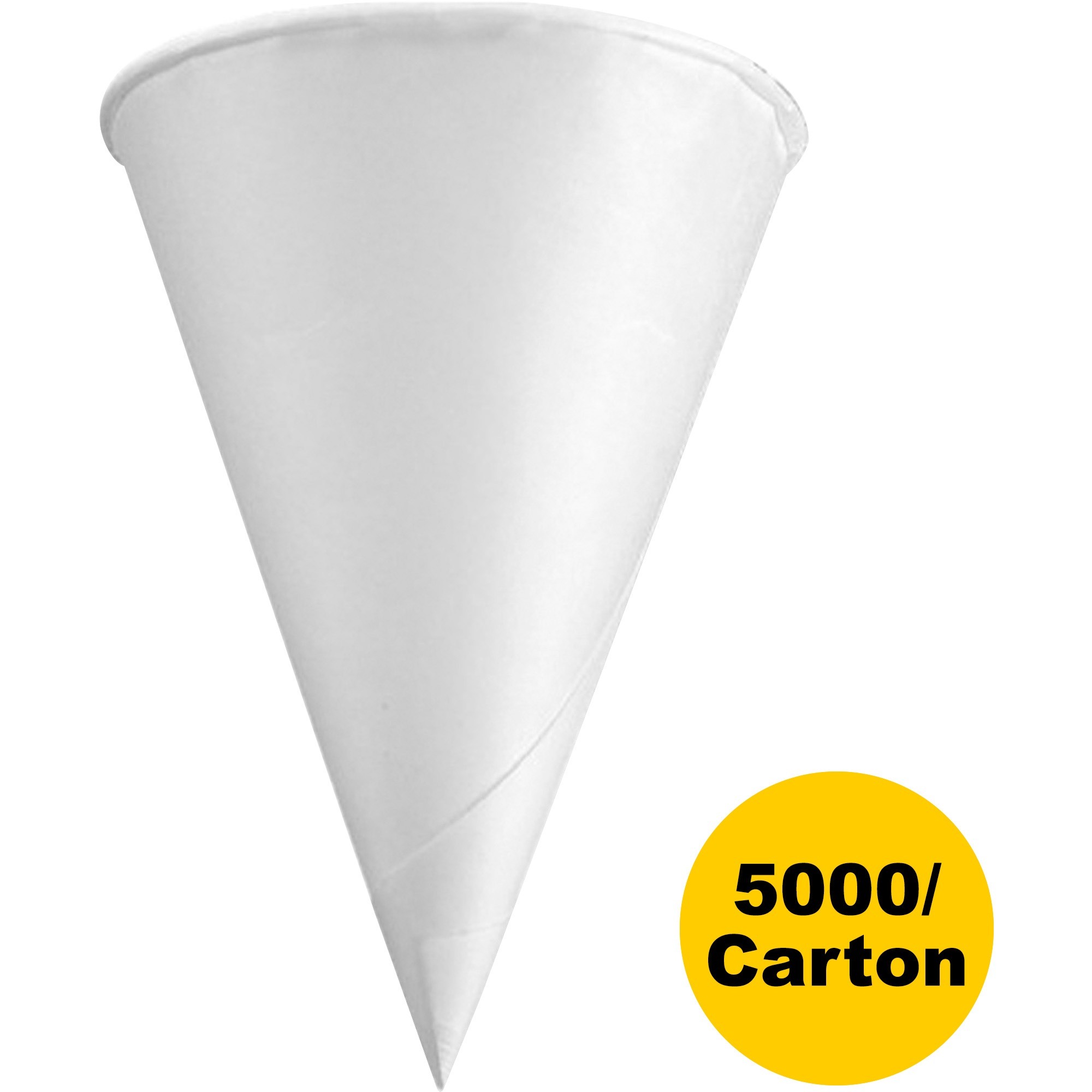 Konie, KCI45KRCT, Rolled Rim Paper Cone Cups, 5000 / Carton, White, 4.