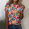 thumbnail image 4 of cocolona Womens Summer Short Sleeve Tops Casual Loose Floral Print Basic T-shirts Crew Neck Tees Trendy Blouse, 4 of 4
