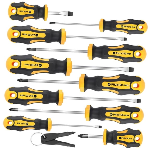Professional 12 Part Magnetic Screwdriver Set Storage Case Grip