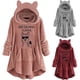 thumbnail image 3 of Vestido largo con capucha para mujer, bonito patrón de invierno con orejas de gato, forro polar borroso con capucha, vestido de manta, Tops de felpa para chicas adolescentes Pompotops gfhjh14152, 3 of 5