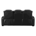 thumbnail image 4 of Benzara Upholstered Faux Leather Power Recliner Sofa with LED Lighting in Black, 4 of 6