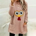 thumbnail image 2 of Lovskoo Fuzzy Fleece Pullover Tops for Women Winter Warm Printed Long Sleeve with Pocket Solid Color Warm Top Pink, 2 of 5
