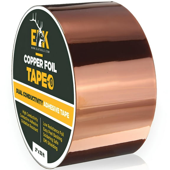 ELK Copper Foil Tape with Conductive Adhesive for Guitar & EMI Shielding, Slug Repellent, Crafts, Electrical Repairs and Grounding (2 Inches x 33 Feet, 1 Pack)