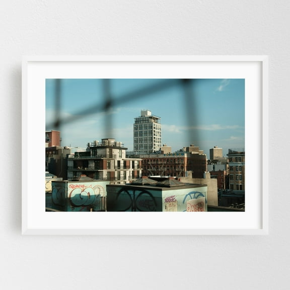 Williamsburg from the Bridge - Brooklyn New York Photography White Framed Wall Art Print 12 x 18 inches