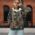 thumbnail image 4 of Garronmavis Camo Forest Deer Hoodies for Women Oversized Sweatshirts Lightweight Oversized Women's Zip Up Hoodies Sweatshirts Warm Trendy Fall Fashion Outfits Casual Sweaters, 4 of 7