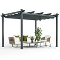 thumbnail image 1 of Costway Auvent Rétractable en Aluminium pour Pergola Extérieure 10 X 12 Pi Abri Treillis à Vignes Gris, 1 of 10