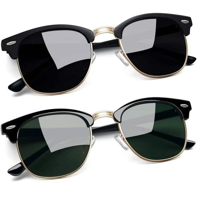 Gafas de sol Joopin negras semisin montura y polarizadas en verde UV400