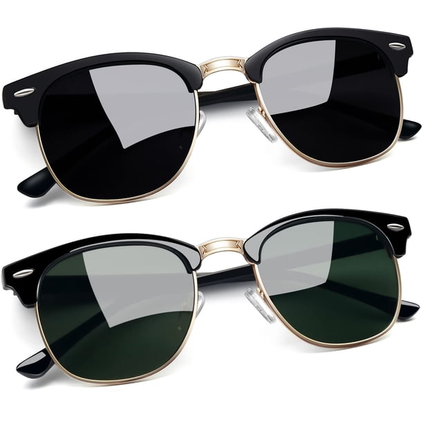 Gafas de sol Joopin negras semisin montura y polarizadas en verde UV400