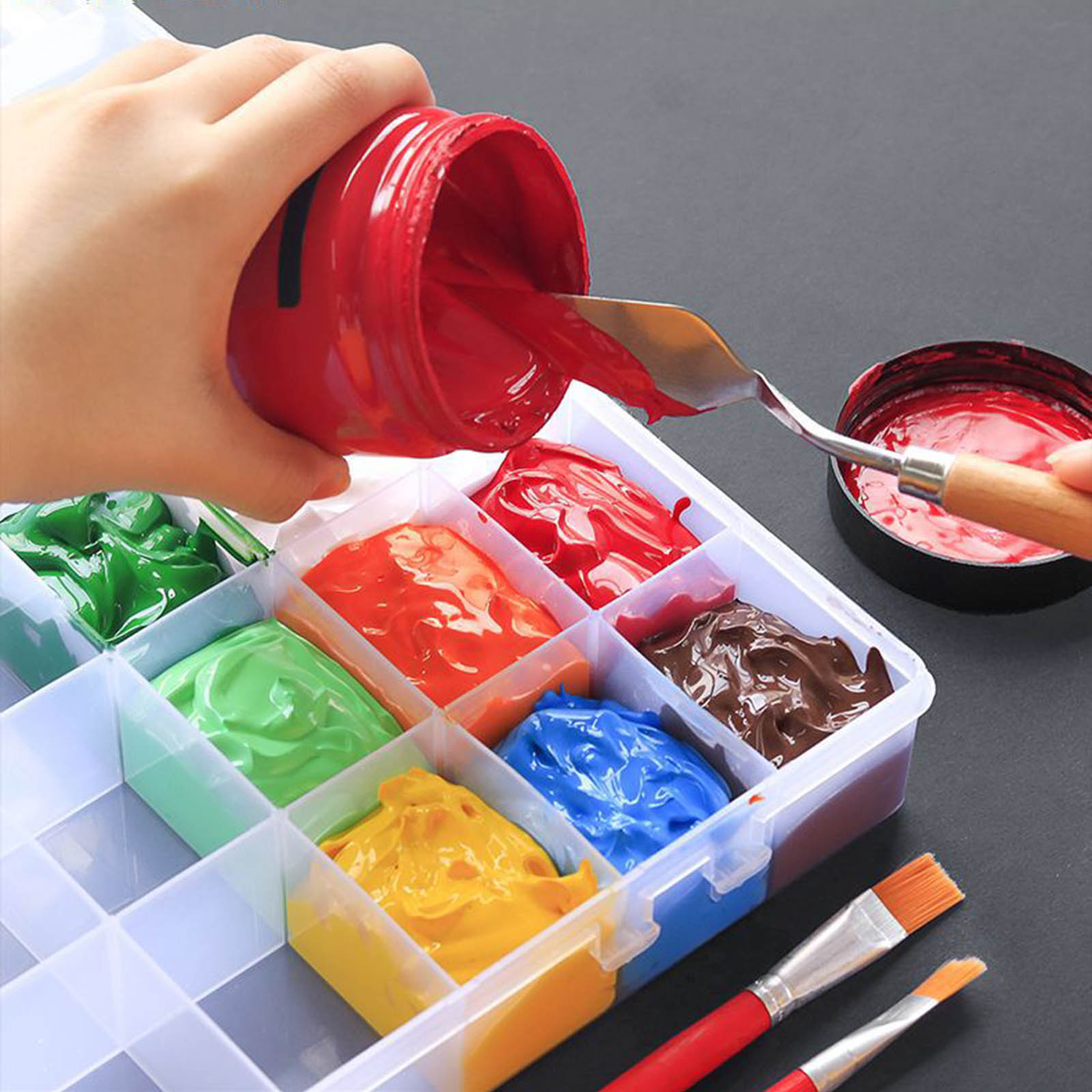 24 36 48 Grids Paint Organiser Case Jewelry Storage Box Clear Plastic Storage Case for Jewelry Beads Painting Craft
