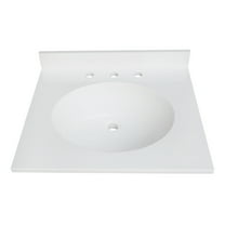 Kingston Brass KVPB2522A38 Wimbeldon 25" x 22" Solid Surface Vanity Top with Oval Sink (8" Faucet Drillings), Glossy White