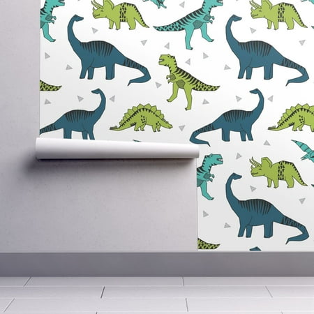 Peel-and-Stick Removable Wallpaper Geometric Dino Dinosaurs Nursery Baby (Best Wallpapers For Boys)