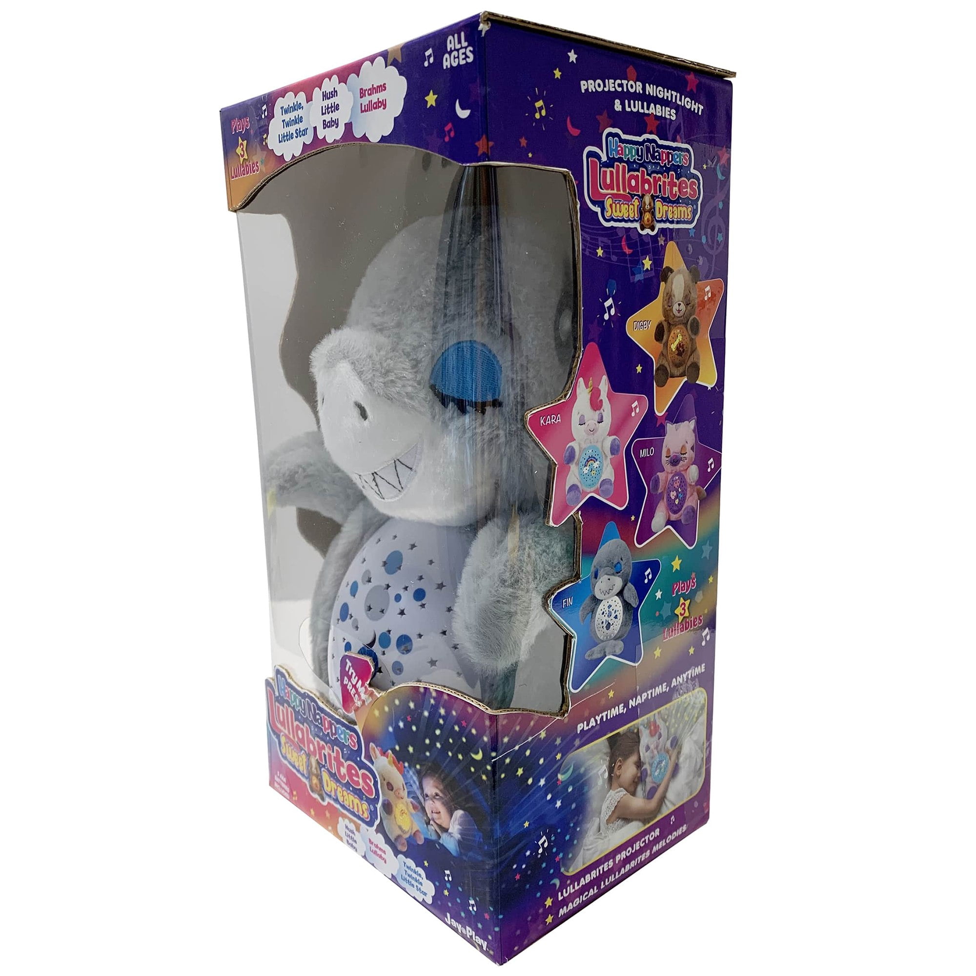 Happy Nappers: Lullabrites Sweet Dreams - Shark - Grey & Blue - Lights & Sounds Animal Plush, Plays 3 Lullabies, Color Changing, Day & Night, Kids