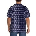thumbnail image 3 of Balery Purple and Blue Squares Camisa Casual de Manga Corta con Botones para Hombre, Texturizada, Estilo Cubano, para Playa, Verano-Medium, 3 of 5