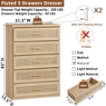 thumbnail image 3 of 2 Pcs Joaxswe Rattan Dresser for Bedroom with 5 Drawers 45" Tall Wood Closet Organizer with Metal Handle Furniture for Living Room, Hallway, Natural, 3 of 13