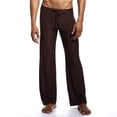 thumbnail image 6 of PNTUTB Wide Leg Pants for Men Solid Color Drawstring Trousers Casual Loose Comfortable Trendy Lounge Workout Yoga Sporty Pants, 6 of 7