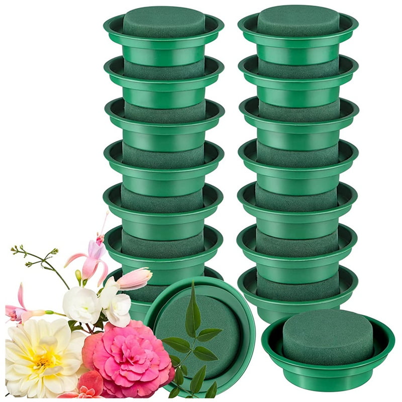 oasis floral foam 16Packs Floral Foam Rounds in Bowls DIY Flower Arrangement Kit Green Round Wet