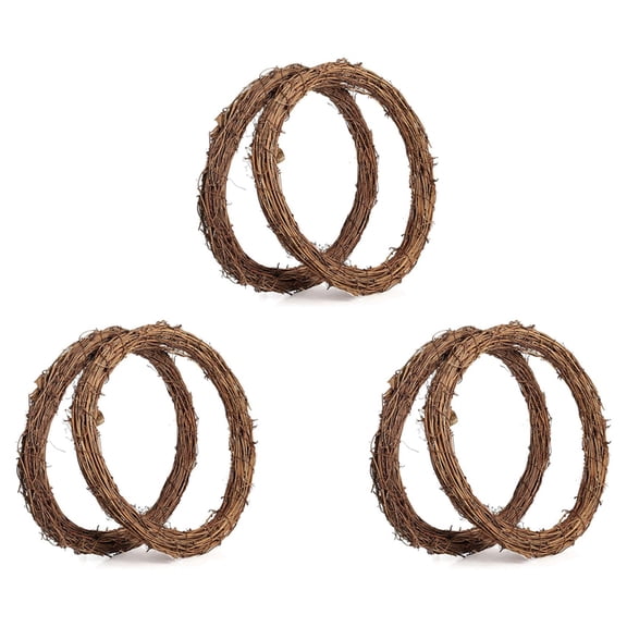 6PCS 14 Inch Grapevine Wreaths  Wreath Rattan Wreath Garland for DIY Christmas Craft or Wedding Decors
