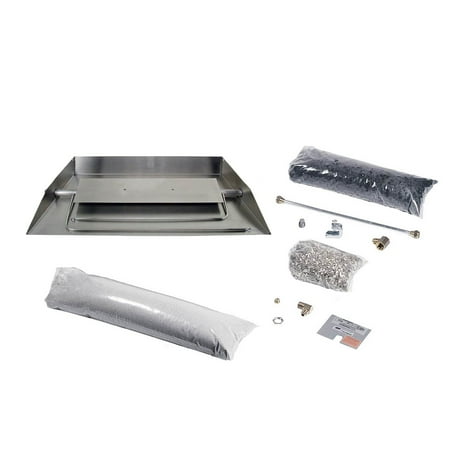 24 Inch Natural Gas Burner - Rasmussen Stainless Steel Custom Embers Pan Vented Fireplace Burner Kit, Natural Gas, 24
