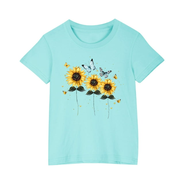 RXIRUCGD 2025 Vêtements d'Été pour Enfants T-shirt Imprimé Mode Mignon Col Rond Manches Courtes