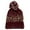 Burgundy/Cream, variant on Top Headwear Womens Winter Knit Beanie Hat Stripe Pom, Black/Grey