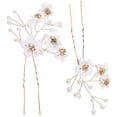 thumbnail image 1 of HOOWIFFY 2Pcs Rhinestone Hair Pins Wedding Hair Accessories Golden Zinc Alloy for Bride Hairstyle, 1 of 7