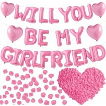 16 Inches Pink "WILL YOU BE MY GIRLFRIEND" Proposal Letter Balloons - With Heart Foil Balloons & Rose Petals, for Romantic Night/Engagements/Proposals/Valentine' Day | Electronics Accessories