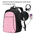 thumbnail image 2 of Balery Pink Bows Mochila con carga USB para hombre y mujer - Mochila impermeable y antirrobo para laptop con puerto USB para viajes, trabajo, 2 of 7