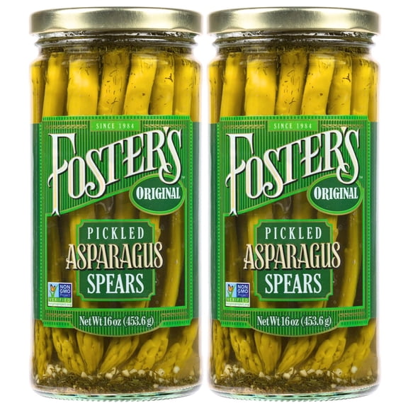 Foster's Pickled Asparagus Spears in a Jar, Original, 16oz, 2 Pack, Traditional Pickled Vegetables Recipe for over 40 years, Low Calorie Snack, Gluten Free, Fat and Preservative Free Pickles