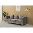 thumbnail image 3 of Hybition Velvet Sofa Modern Couch with Button-Tufted Metal Legs Grey, 3 of 8