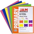 JAM Paper POP Plastic Folders, 9 x 12, Assorted Primary Colors, 6 per ...