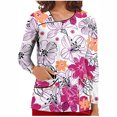 thumbnail image 2 of PVCS Women V-Neck Tops Working Uniform T Shirt Print Long Sleeve Blouse With Pockets, 2 of 6