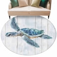 thumbnail image 2 of Blue Coastal Turtle Round Area Rug 7 FT, Non Slip Living Room Area Carpet, Sea Nautical Beach Ocean Vintage Washable Soft Circular Rug Non-Shedding Floor Carpet for Bedside Office Play Room Classroom, 2 of 9
