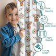 thumbnail image 3 of Blackout Kids Curtains,White Highland Cow Flower Pattern Childrens Insulated Curtains Set Of 2,Bedroom Essentials,Toddler Room Decor 52"x63", 3 of 5