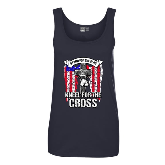 Ladies Stand For The Flag Kneel For The Cross Army Necklace DT Tank Tops