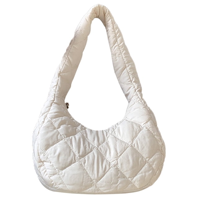 Bolso de media luna para mujer, bolso informal de plumón, bolso acolchado para las axilas, bolso de viaje de invierno