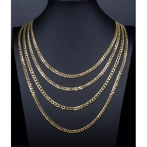 4.5 MM 10K Real Yellow Gold Cuban Curb Chain, Gold Chain Necklace Man and Woman,10k Gold Chain (Necklace length:16;)