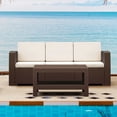 thumbnail image 6 of Luxury Commercial Living 55" Brown Outdoor Patio Sofa with Natural Beige Sunbrella Cushion, 6 of 9
