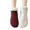 thumbnail image 6 of BLTIBY Kids Slipper Sock Boy Girl Chunky Knit Non Slip Socks Cosy Soft Fuzzy Warm Child Thermal Toddler Winter Socks Home Bed Socks Thick Fleece lined Stockings Wine 3-4 Years, 6 of 9