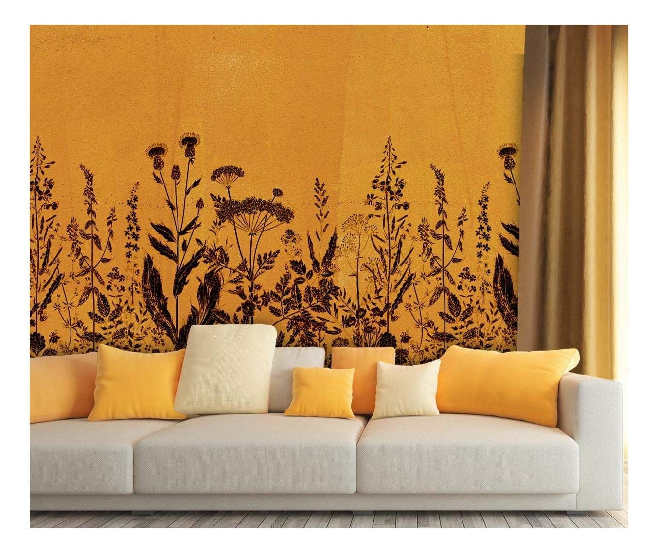 wall26 Large Wall Mural - Vintage Style Black Flowers on ...