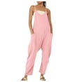 thumbnail image 1 of TrendOFT Womens Casual Summer Jumpsuit Fashion Yoga Square Neck Spaghetti Strap Rib Sleeveless Solid Athletic Womens Rompers One Piece Overalls Pink M, 1 of 9