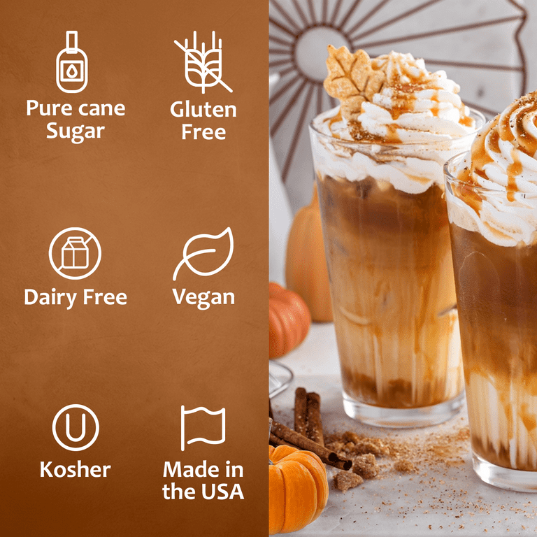Syruvia Pumpkin Spice Drink Syrup, Pure Cane Coffee