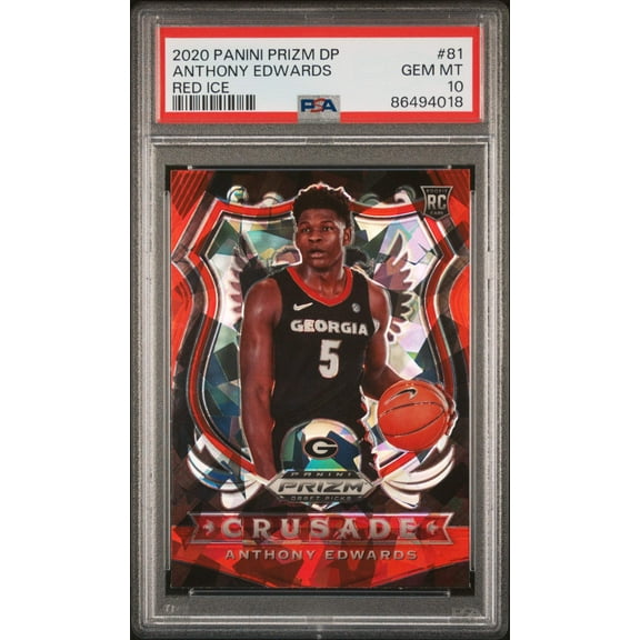 Graded 2020-21 Panini Prizm DP Anthony Edwards #81 Red Ice Rookie RC Basketball Card PSA 10 Gem Mint