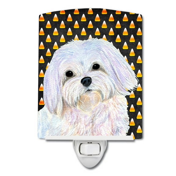 Maltese Candy Corn Halloween Portrait Ceramic Night Light