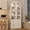 White，glass door, variant on 72" Arched Farmhouse Pantry Cabinet — Wooden Freestanding Cupboard with Doors, Drawers & Adjustable Shelves for Dining & Living Room, Wood color，wooden door