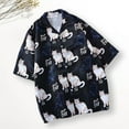 thumbnail image 4 of sunsanly Lapel Short Sleeve Buttons Closure Couple Shirt Summer Chinese Character Cats Print Beach Shirt Beachwear, 4 of 8