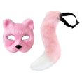 thumbnail image 1 of Conjunto de accesorios de cola de máscara de gato falso, accesorios de disfraces de cosplay de animales para espectáculos escénicos Rosa, 1 of 8